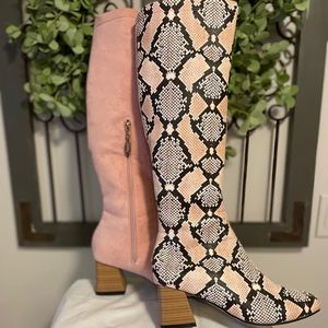 NWOT suede and (faux) snake skin boot